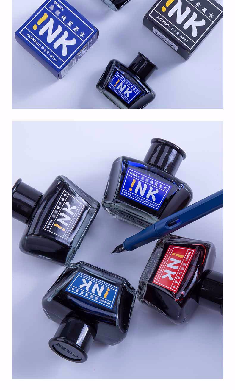 晨光(m&g)钢笔墨水 碳素墨水办公学生书写钢笔水大容量60ml/瓶 纯蓝
