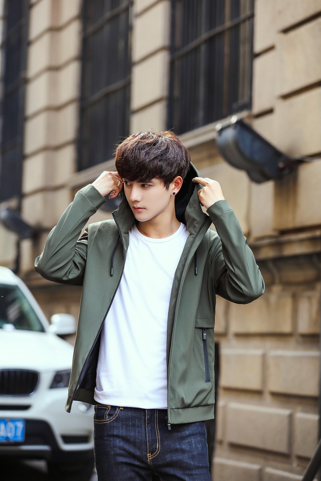 青春韵 夹克男外套新款韩版潮流秋季男装2019修身冲锋衣帅气衣服男