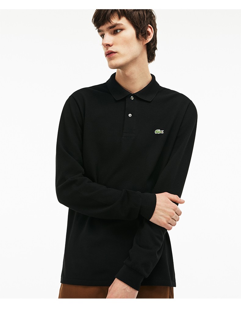 lacoste法国鳄鱼男装经典款春季新款翻领长袖polo衫男l1312x031黑色07