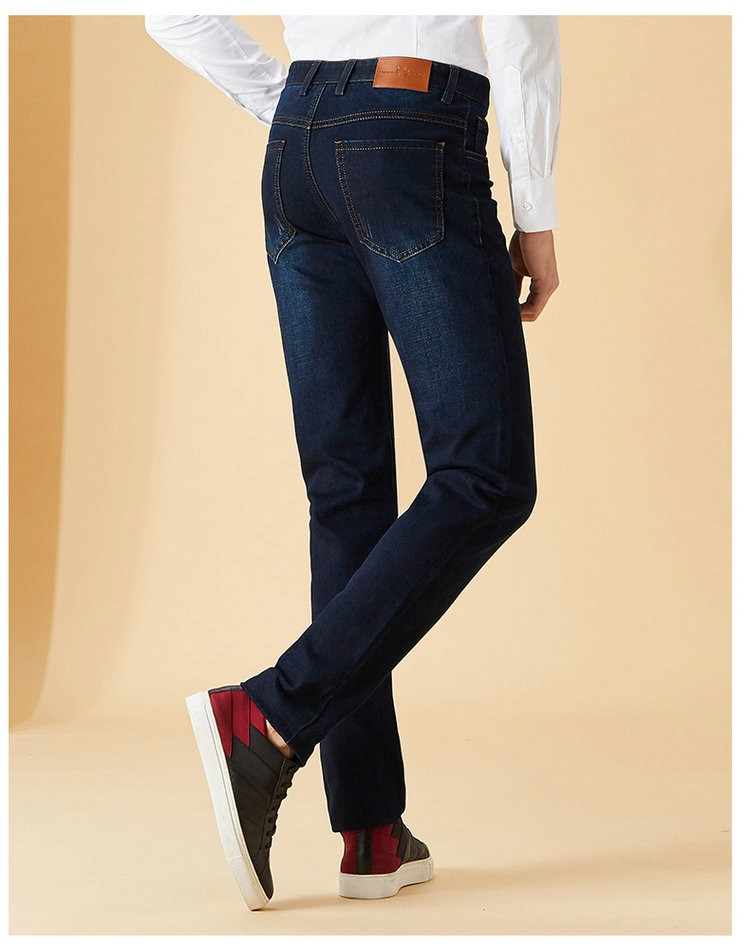 虎都直筒牛仔裤男商场同款秋季款男裤子修身商务男士牛仔裤长裤男深兰