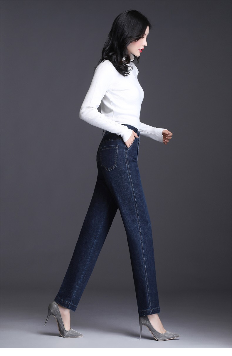 可福唯瑷 秋2019新款直筒牛仔裤女宽松显瘦中年妈妈休闲裤子秋季女士