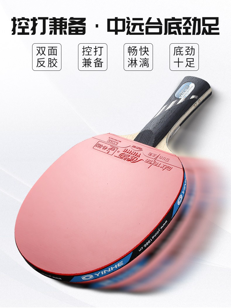 银河乒乓球拍09星10星桧木碳素乒乓球成品拍双面反胶10b单拍09桧木面