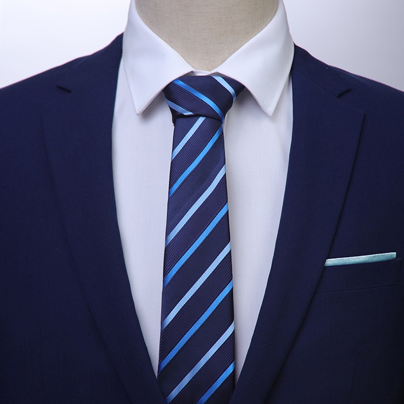 领带拉链领带男商务易拉得领带时尚条纹懒人领带礼盒装 深蓝色ltsl603