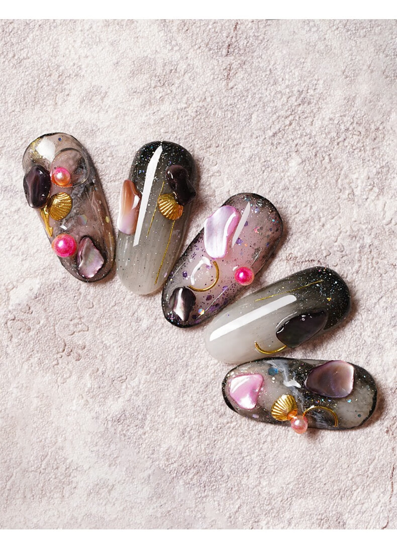 美甲贴片成品海洋彩钻超薄厚碎片不规则贝壳片美甲饰品 04# 海洋风暴