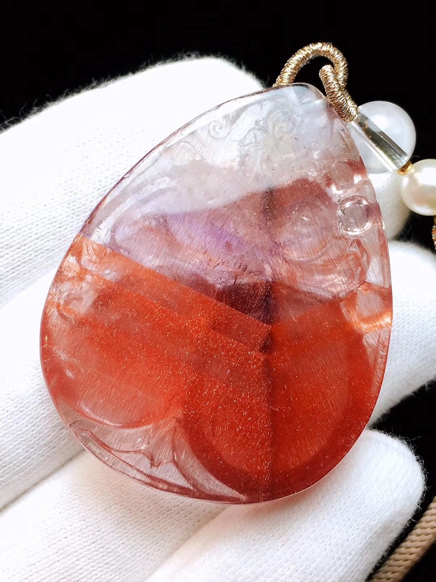 诺源珠宝 超美发晶吊坠 红发晶吊坠 红发晶顺发吊坠 发晶貔貅葫芦吊坠