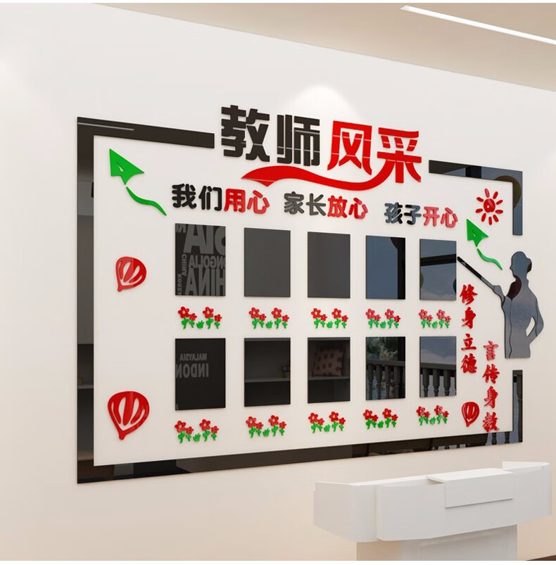 教师风采简介形象师资展示墙班级文化墙贴照片墙教育培训机构幼儿园