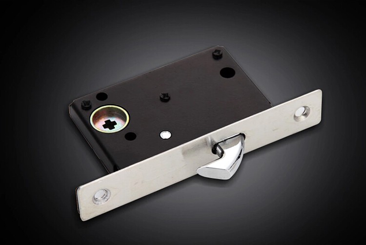 固特gute移门锁室内现代简约隐形房门锁厨房餐厅推拉门锁拉丝不锈钢