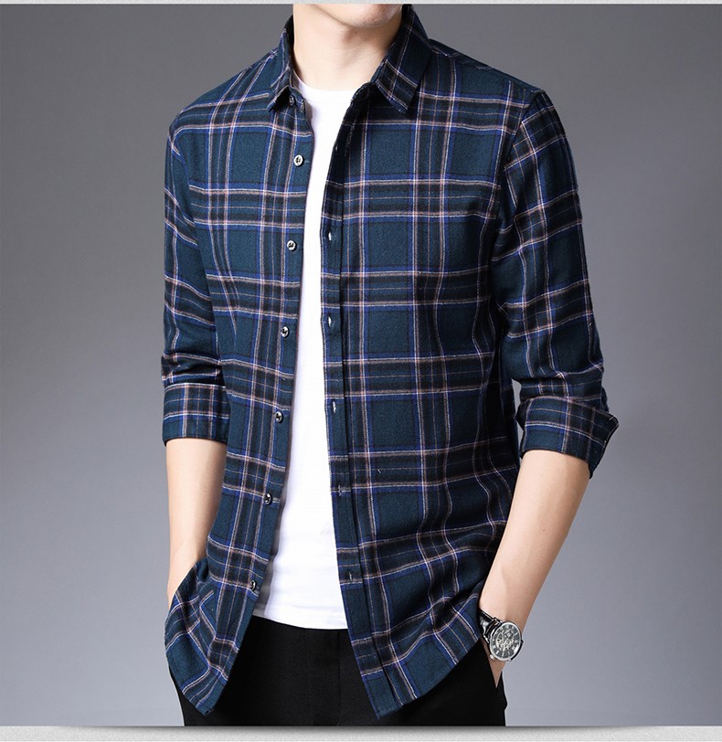 衬衫男长袖衬衣男士纯色休闲上衣中青年时尚潮流韩版打底衫外套男装