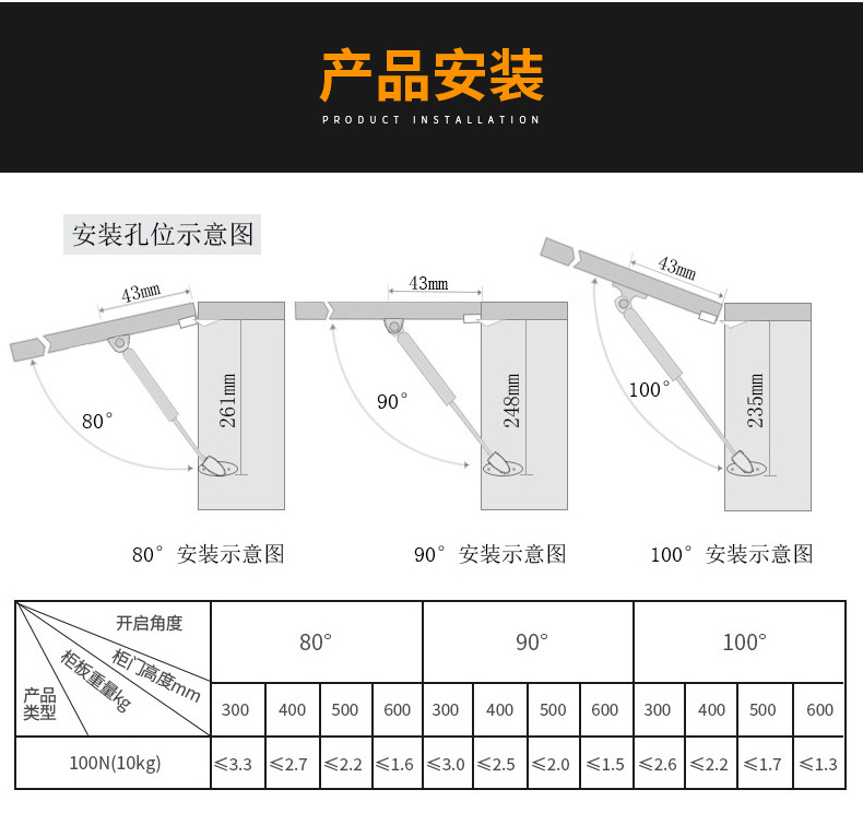 海蒂诗(hettich) 液压杆支撑杆气撑榻榻米橱柜上翻门气动气弹簧伸缩杆
