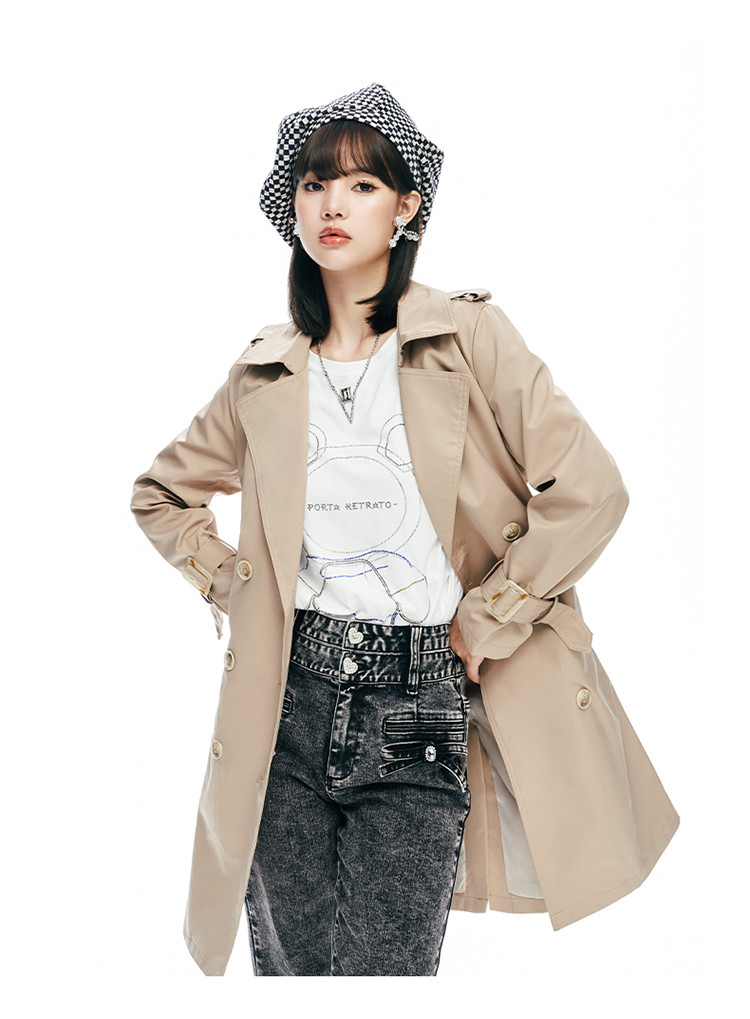 马克华菲fairwhale creative urbanwear 复古双排扣中长款风衣女春