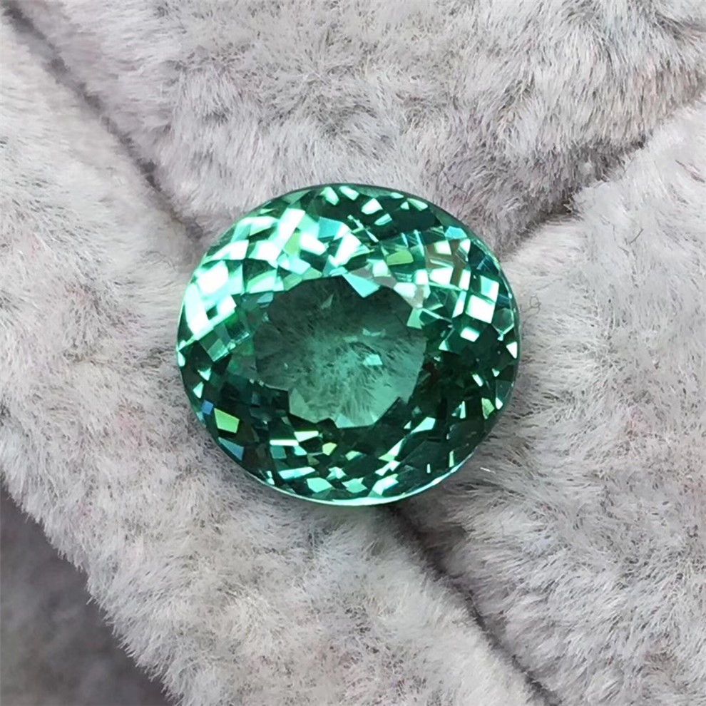 巴西天然薄荷绿绿碧玺裸石全净体火彩超好切工精湛可镶嵌戒指吊坠送