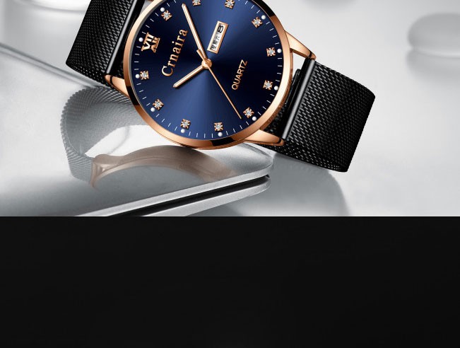 卡奈亚(crnaira)名表超薄双日历男表时尚多功能石英表男士手表夜光