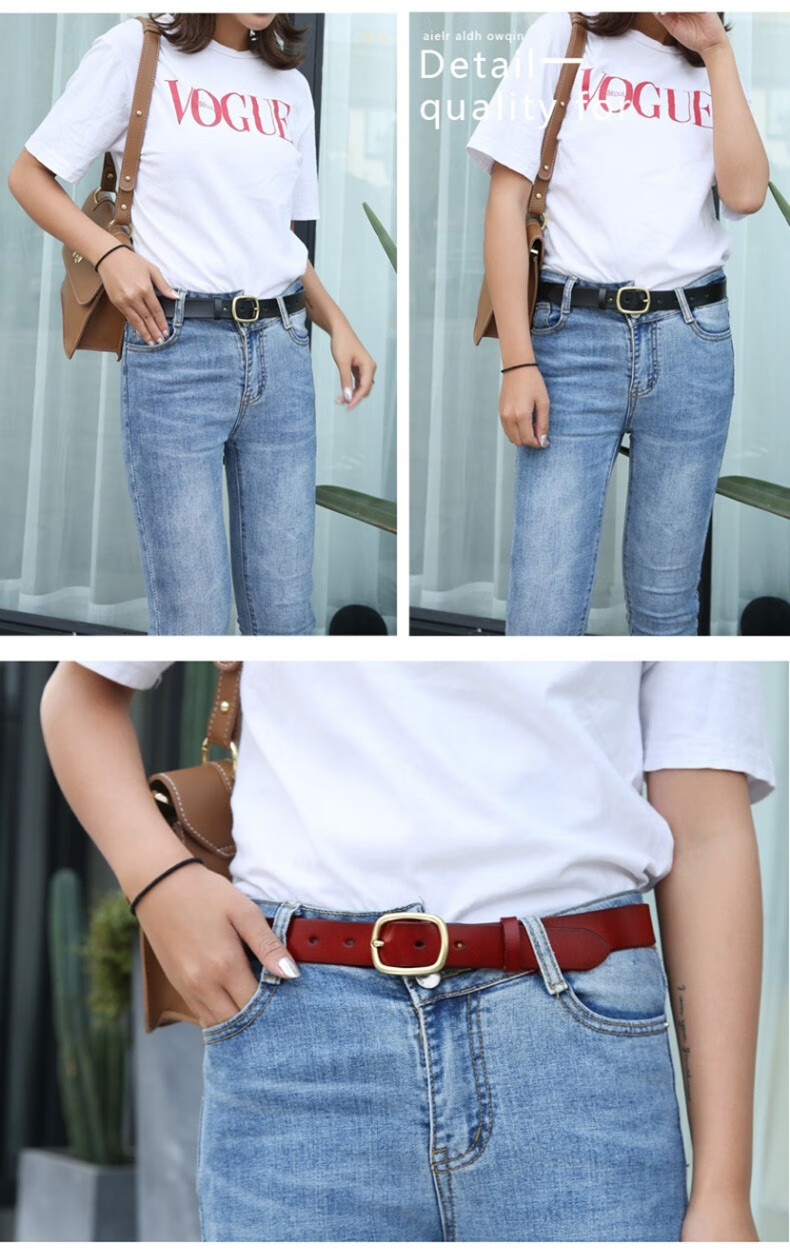 蓓莉卡 女士皮带简约复古腰带显瘦百搭文艺范裤腰带学生真皮装饰牛仔