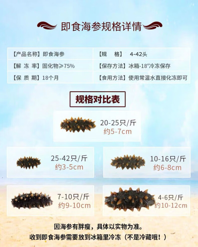 参小鲜大连底播海参即食海参辽刺参500克1525只