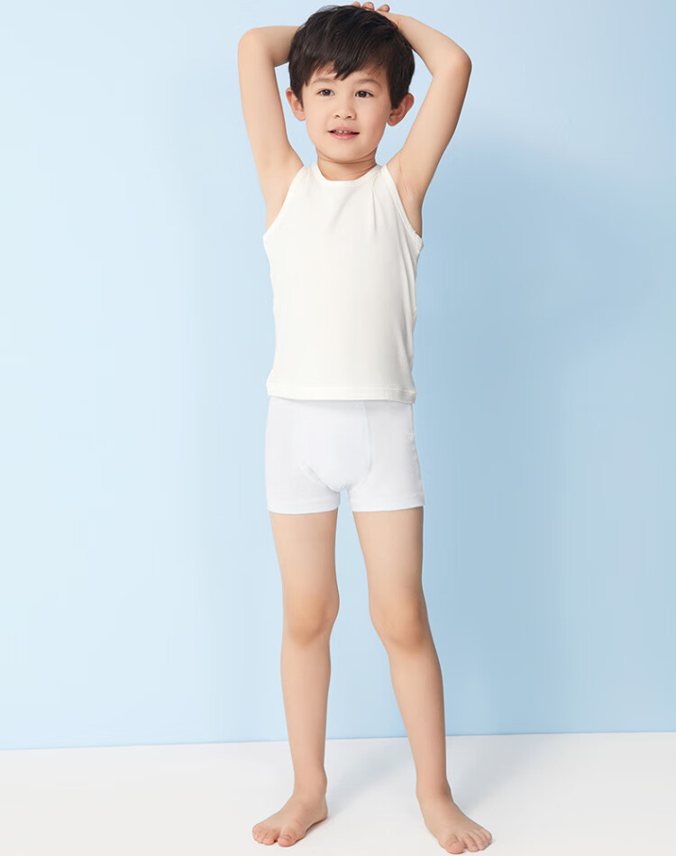 爱慕儿童内衣天使小裤男童棉质纯色中腰平角内裤ak223m82 米白色 160