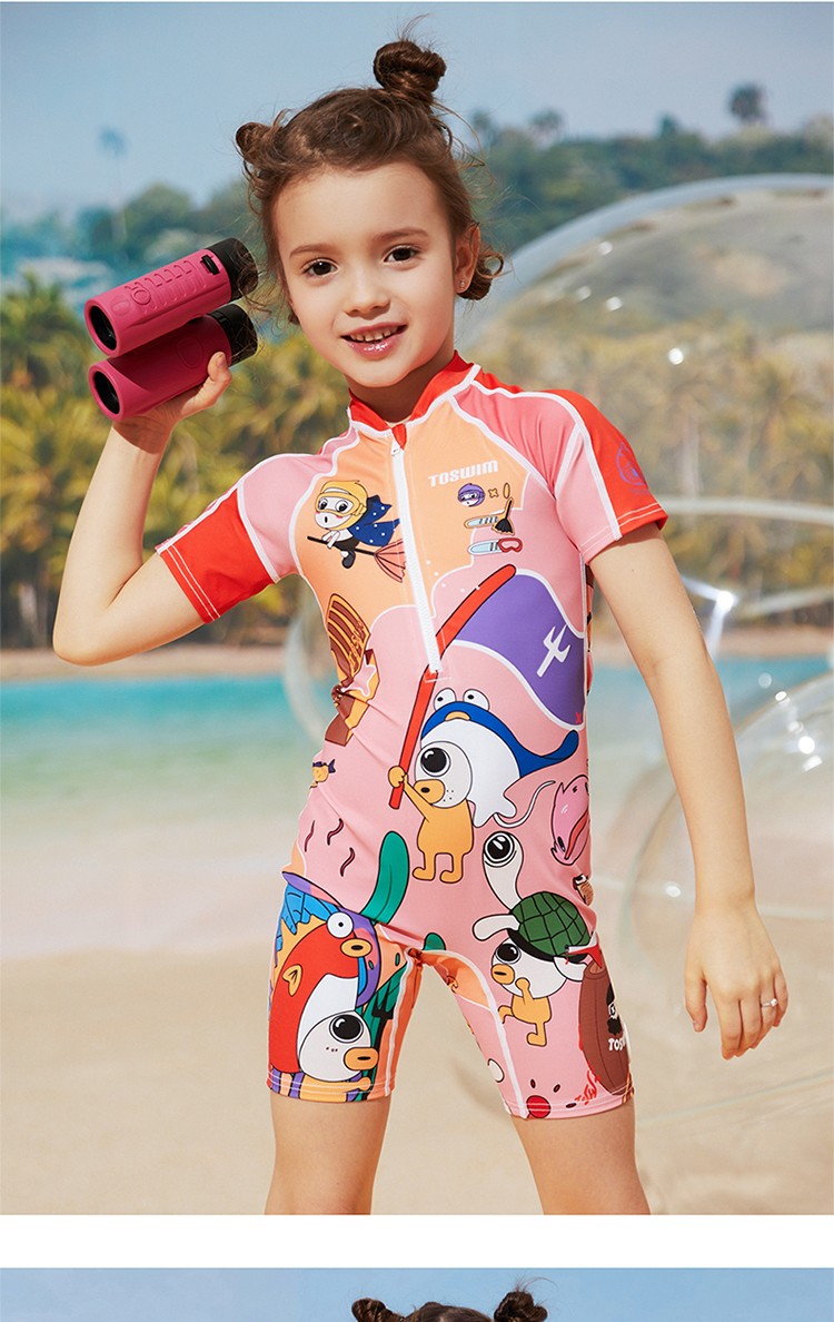 toswim小小游儿童连体泳衣防晒速干游泳衣小中大童男童女童泳装 套装