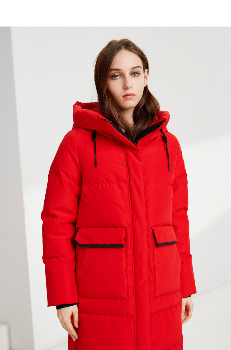 波司登bosideng 女中长款2019时尚新款羽绒服外套 中国红1215 xxxl