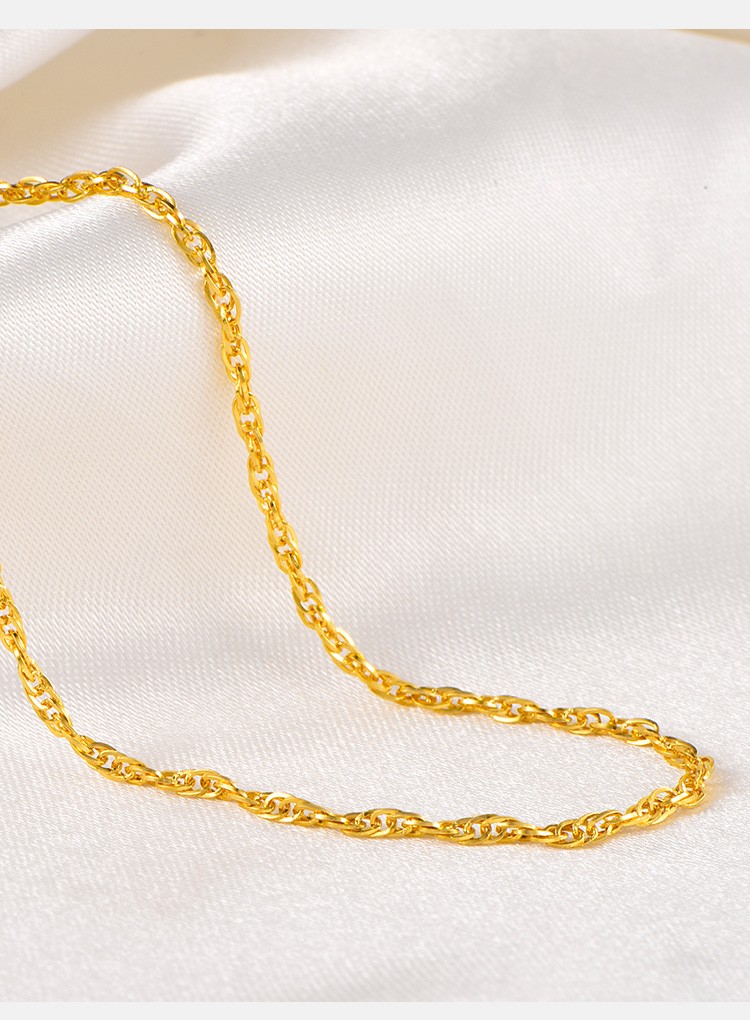 赛菲尔 黄金项链女士 绞丝链绳链时尚百搭女款金项链 约4.21-4.3克