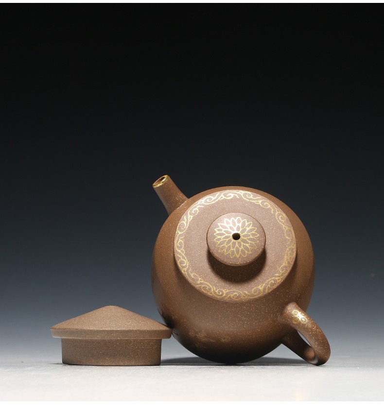 徐保国宜兴紫砂壶纯全手工泡茶壶功夫茶具谭青青灰泥描金旋花青灰泥