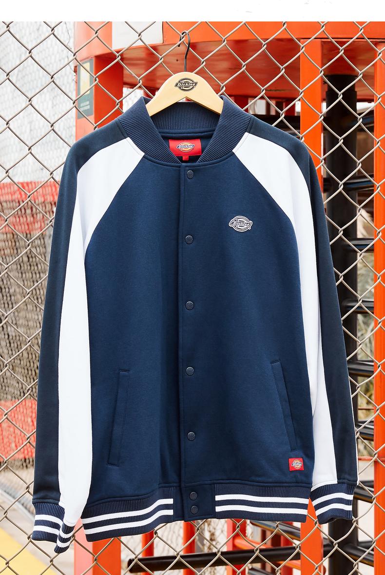 dickies棒球服 印花撞色情侣款棒球服 男士秋季厚外套上衣学院风外套