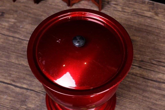 加厚镀锌高脚红色痰盂结婚新娘陪嫁搪瓷痰盂儿童成人尿盆座便器子孙桶