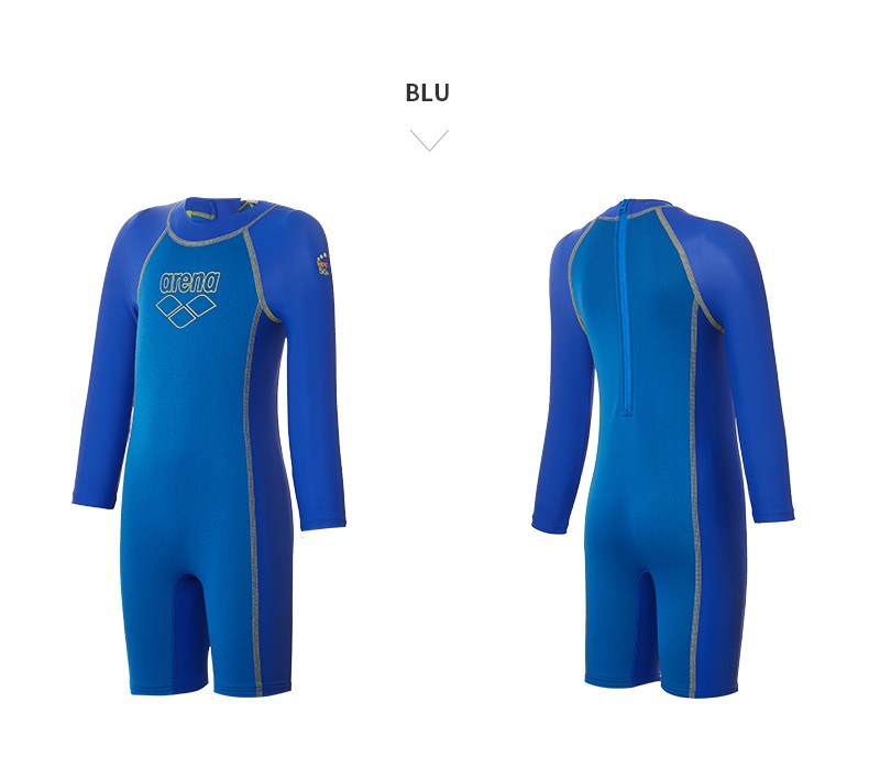 阿瑞娜arena儿童连体长袖泳衣男女儿童防晒游泳衣抗氯泳装blu15015075