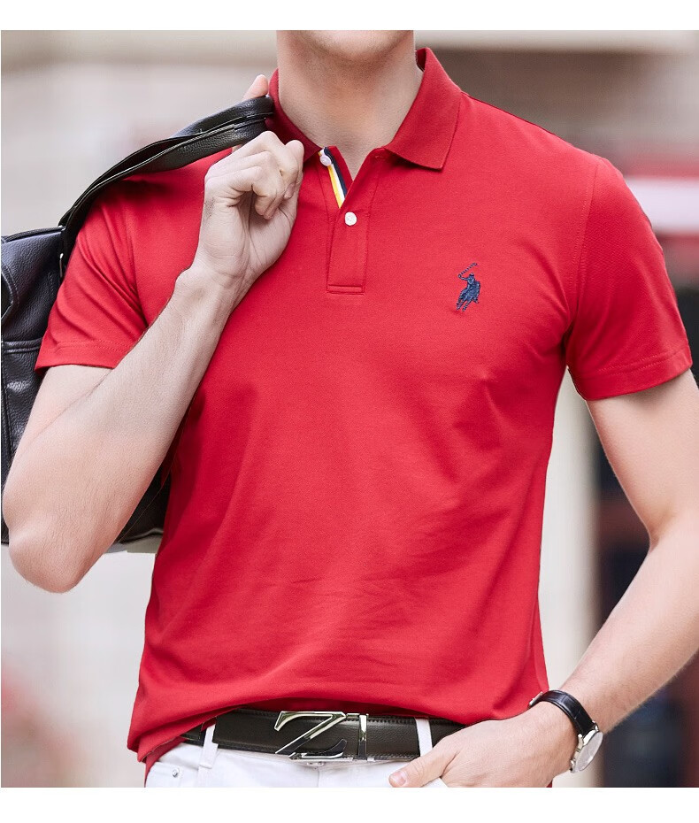 polo轻商务保罗t恤男翻领商务休闲短袖t恤小马标夏季polo衫 178蓝色 m
