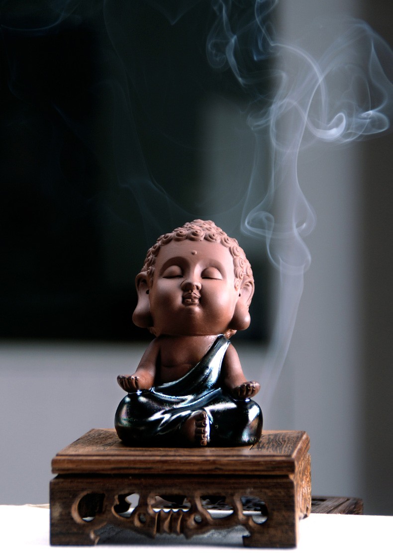 琦轩源创意可爱小如来茶宠摆件精品可养陶瓷小沙弥人物茶玩茶具配件悟