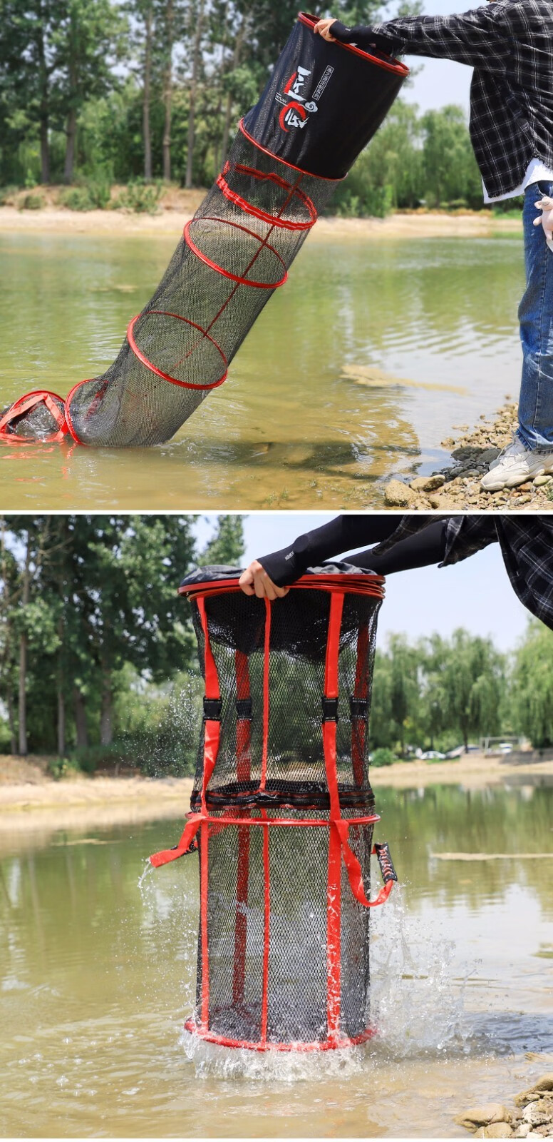 渔之源 新款鱼护渔护鱼护网尼龙网兜鱼网兜鱼护包渔网兜 简约款33*2.