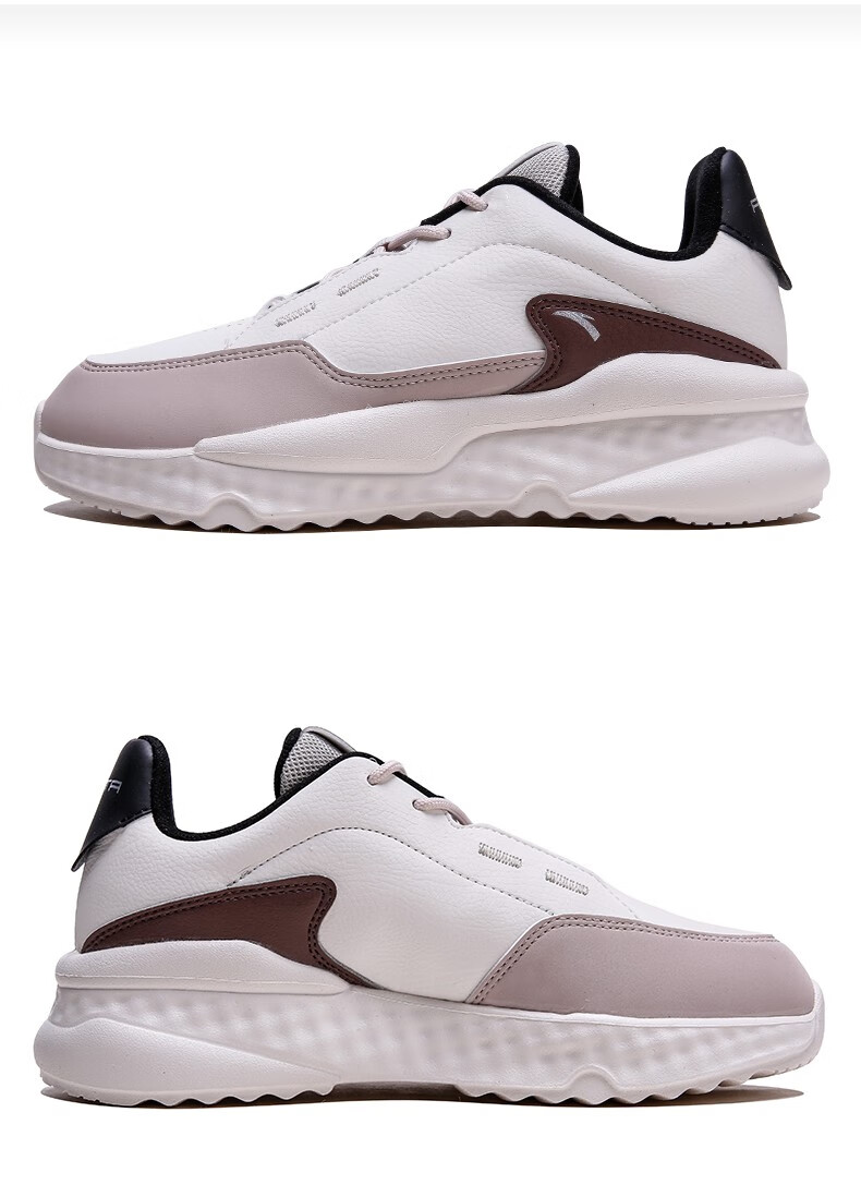 安踏女鞋运动鞋2020冬季新款皮面休闲小白鞋子板鞋女1294884310象牙白