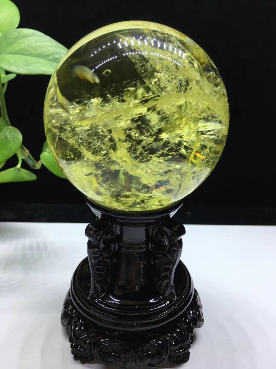 诺源珠宝巴西天然黄水晶球摆件黄水晶水晶球摆件家居风水摆件