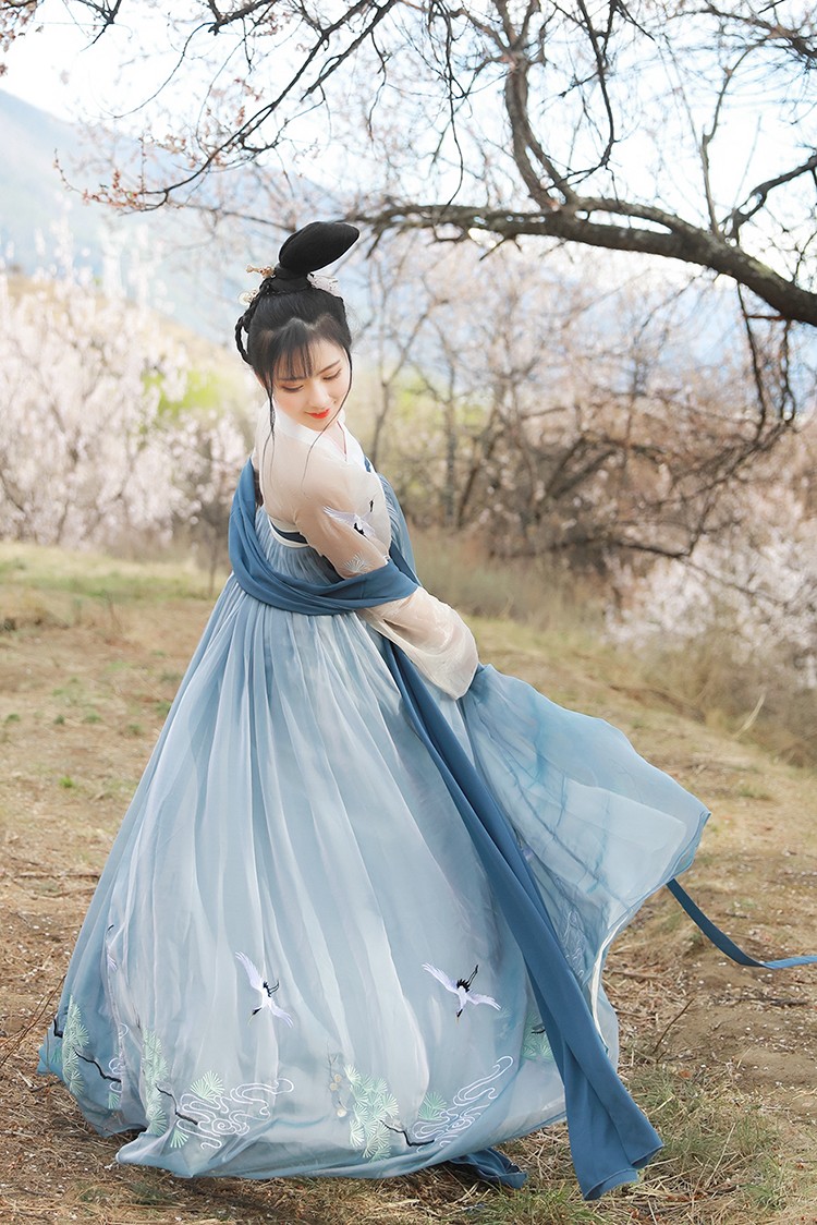 汉服女 齐胸古装龙母襦裙春夏鲛人泪女装古风学生齐腰刺绣大袖衫仙女