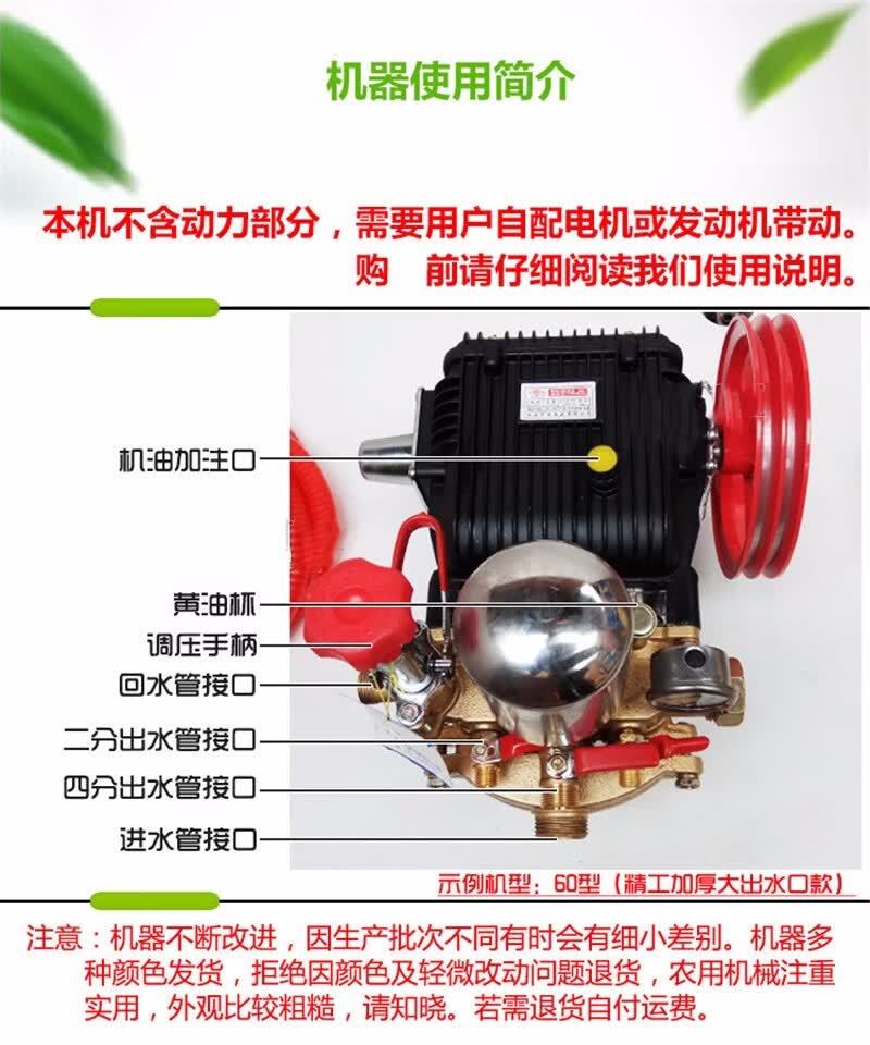 农用三缸柱塞泵高压清洗打药机喷雾机园林绿化压力泵洗车泵头 22型