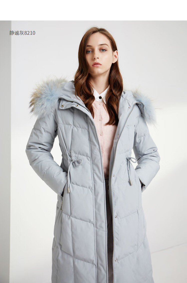 波司登bosideng 女羽绒服貉子毛领中长款2019新款时尚保暖外套 黛粉色