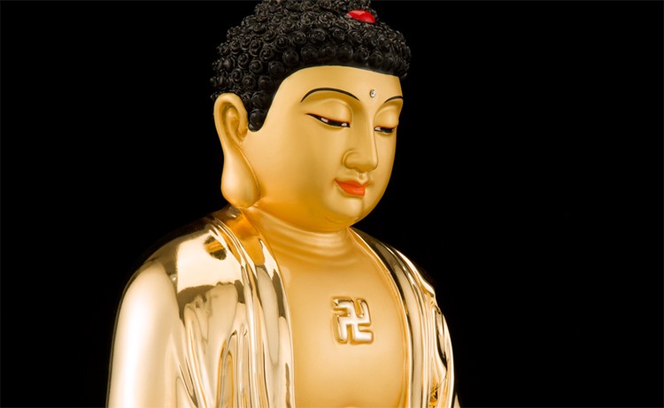 盛凡 台湾铜鎏金释迦牟尼佛像阿弥陀佛居家供奉三宝佛一套如来佛像