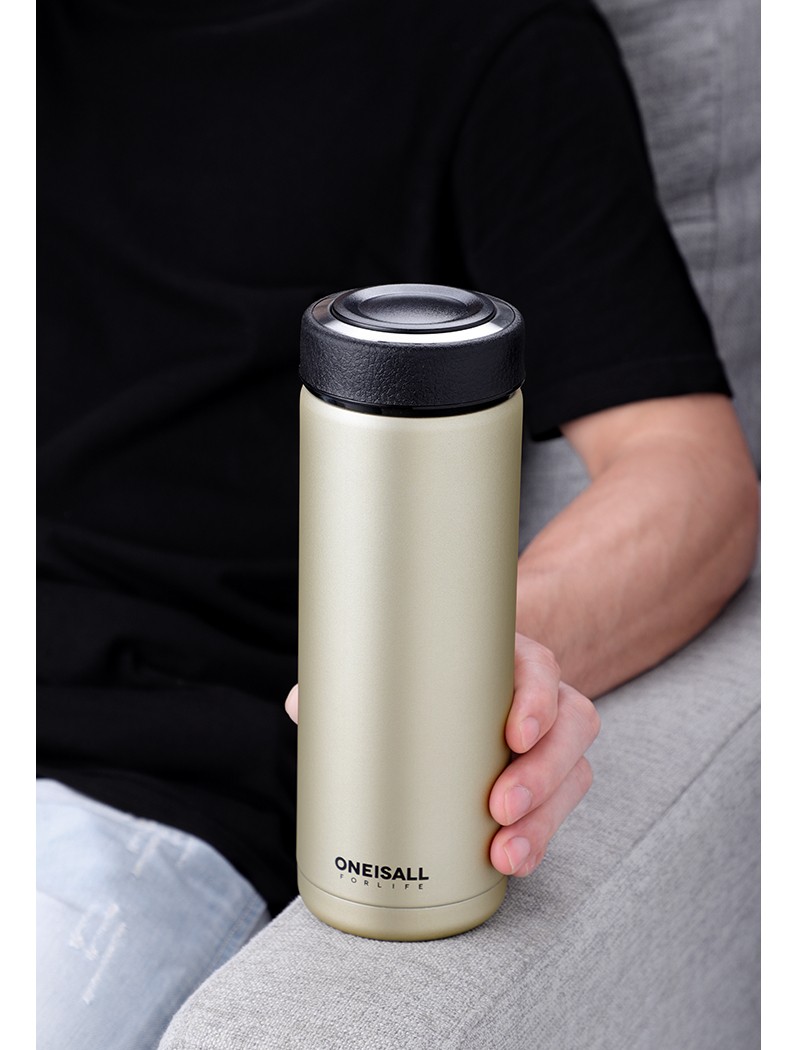 304不锈钢保温杯男士便携大容量女个性简约车载办公室泡茶水杯子 黑色