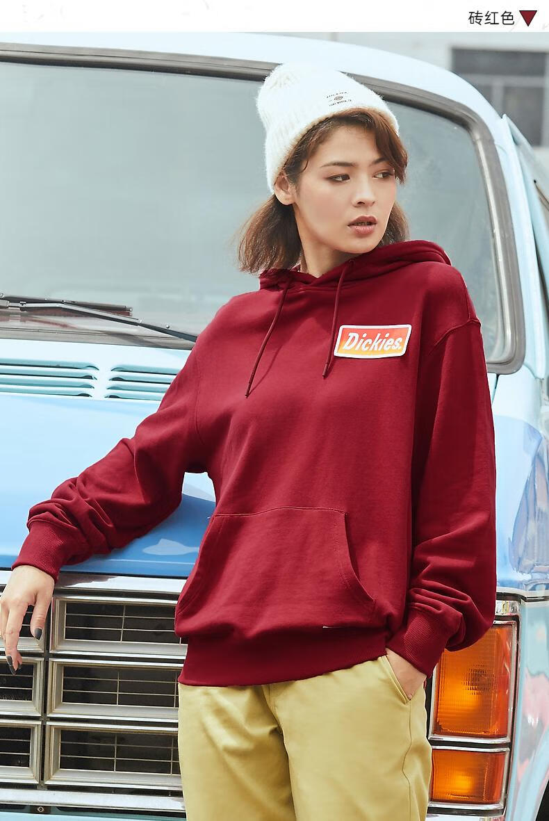 字母绣花徽章撞色连帽卫衣女士春夏季套头上衣卫衣女dk009492黑色xxl