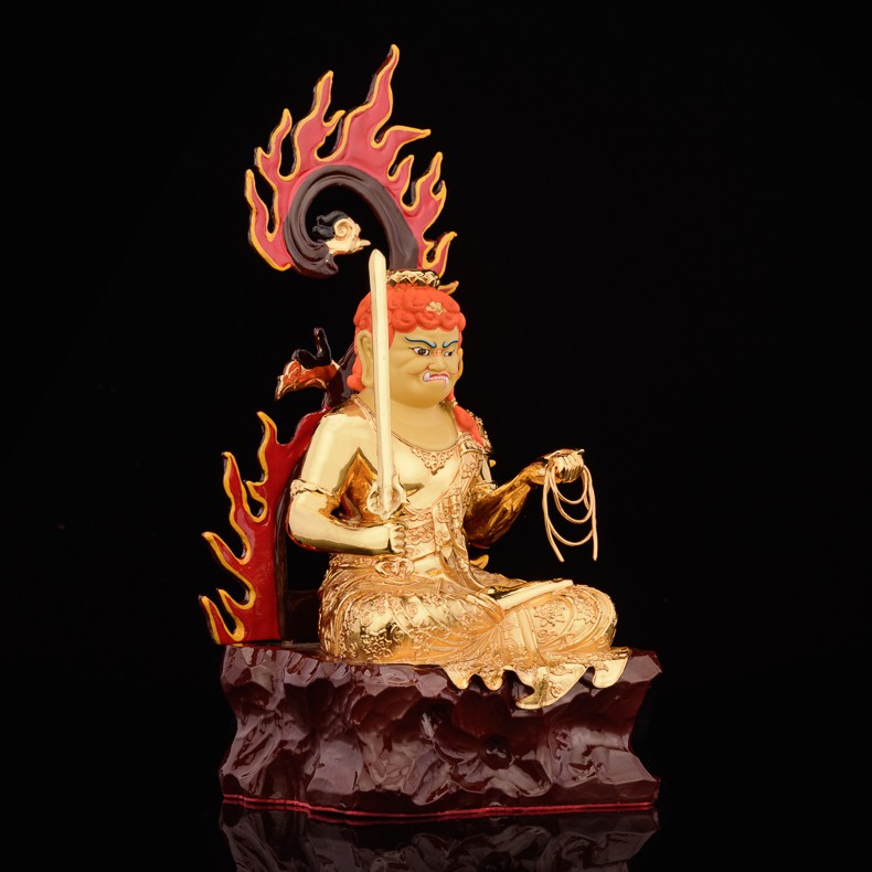 台湾盛凡不动明王佛像鎏金黄铜不动尊菩萨属鸡本命佛家居摆件sm19不动