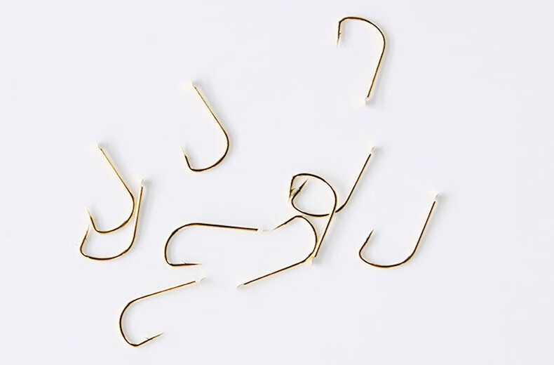 金袖鱼钩散装进口有倒刺无倒刺细条长柄鲫鱼袖钩野钓垂钓配件金袖有刺