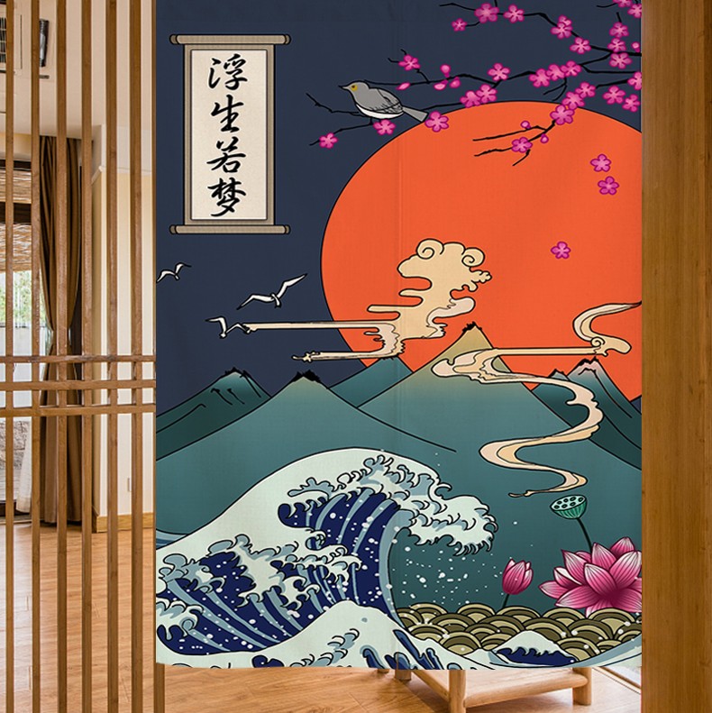 日式浮世绘门帘和风隔断帘布帘寝室室内宿舍家用装饰挂帘卧室客厅走廊