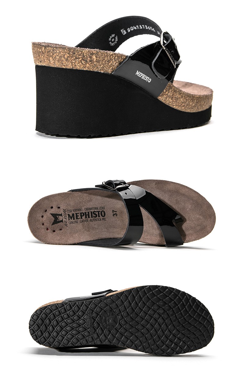 mephisto/马飞仕图进口牛皮手工鞋凉鞋女平底鞋拖鞋夏季夹脚侧空牛皮