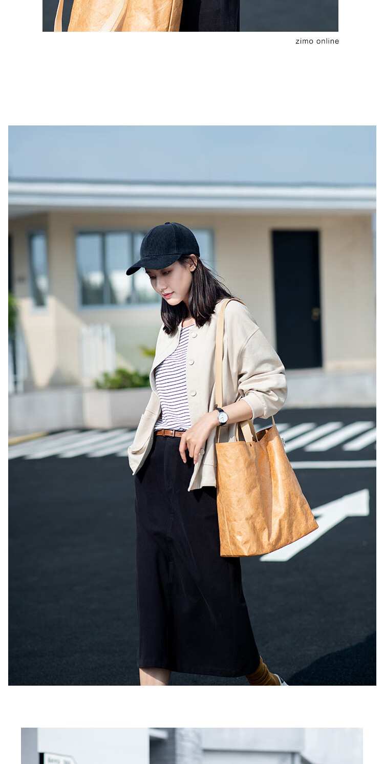 子陌zimo福利款超赞春秋百搭宽松款显瘦短款外套夹克风衣杏色xl