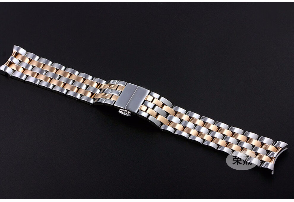 度贝伦赛丽8600b/7600b钢带手表带男女士弧口精钢钢表链1520mm 纯钢色