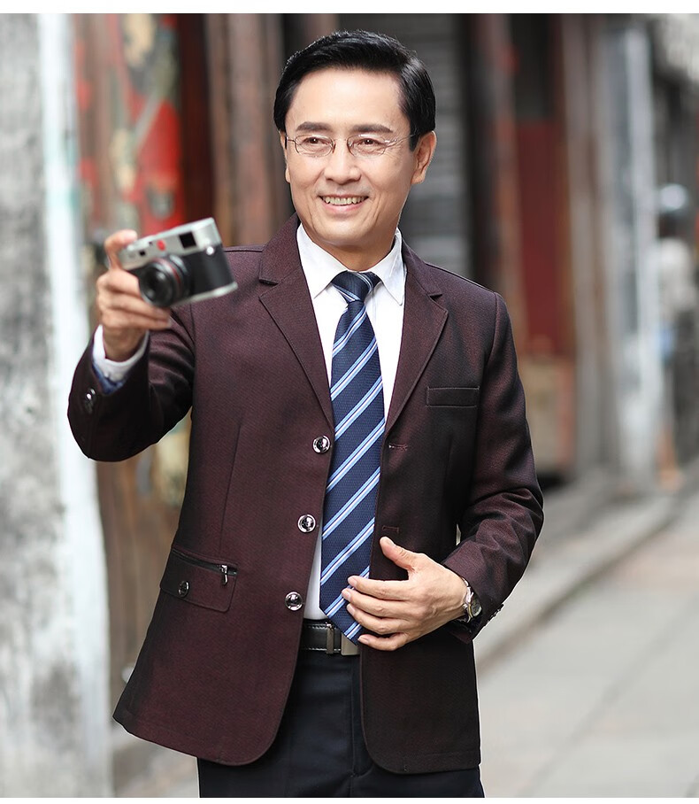 男士外套秋冬装新款便服单西装男式休闲帅气上衣小西服中年爸爸装男装