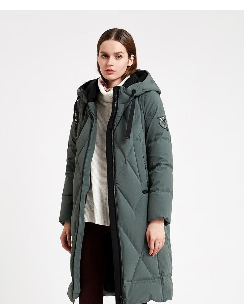 雪伦羽绒服女士中长款90%白鸭绒直筒休闲ol风简约外套女秋冬sharon 19