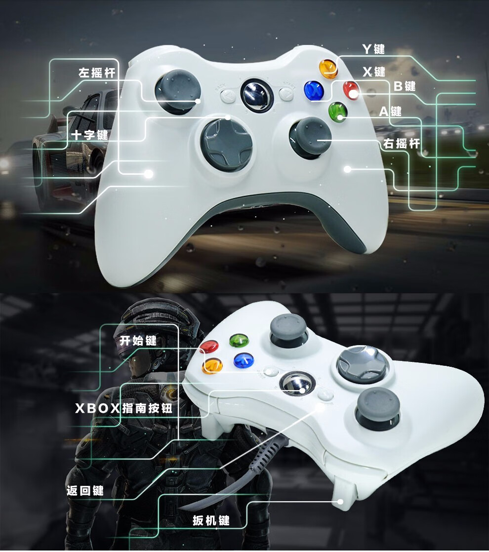 xbox360手柄电脑pc接收器拳皇街机游戏机无线摇杆握把有线usb实况足球