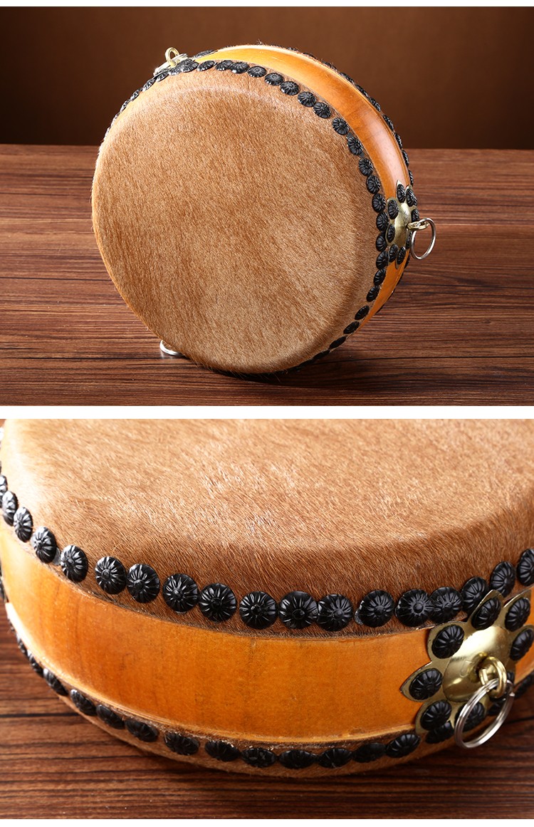 九黎圆通寺庙家用台湾手工道士牛皮鼓民间乐器小鼓皮面牛皮全实木不带