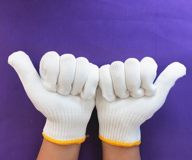 艾京12双劳保手套尼龙线手套 a级尼龙丝加厚工作劳动涤纶丝薄高弹工地