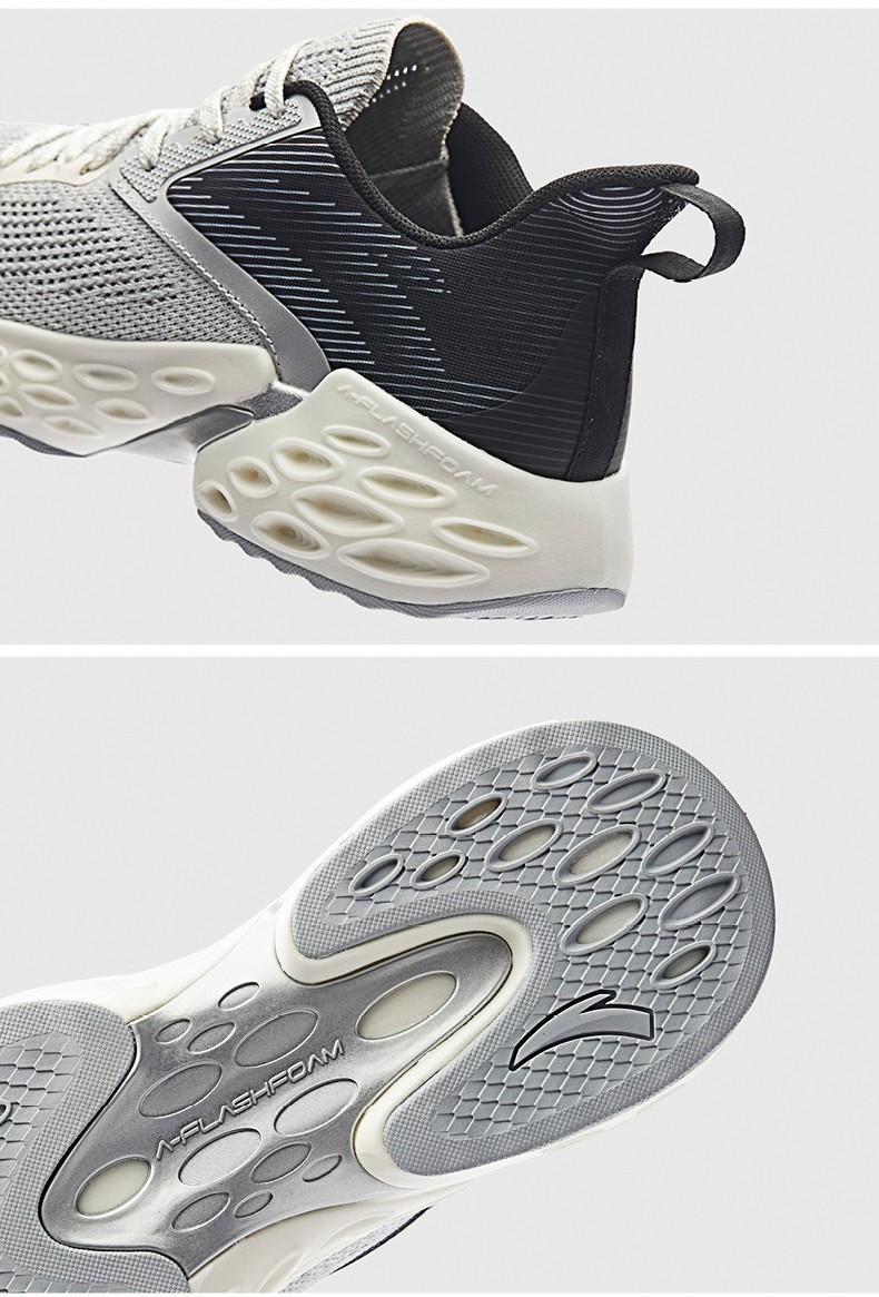 安踏男鞋运动鞋男春季新鞋虫洞科技跑鞋flashfoam网面舒适跑步鞋潮 黑