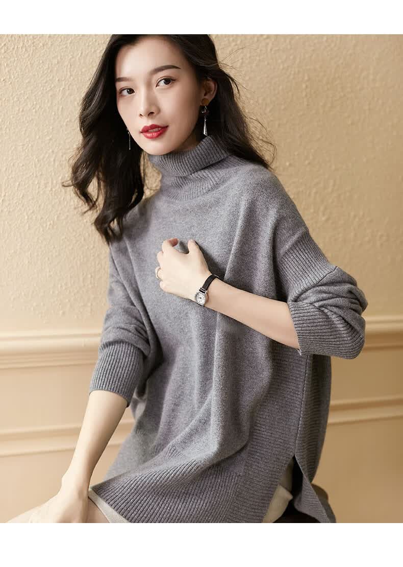 迪尔绒莎 高领毛衣女2019秋冬款新品宽松韩版时尚慵懒女式羊毛针织衫